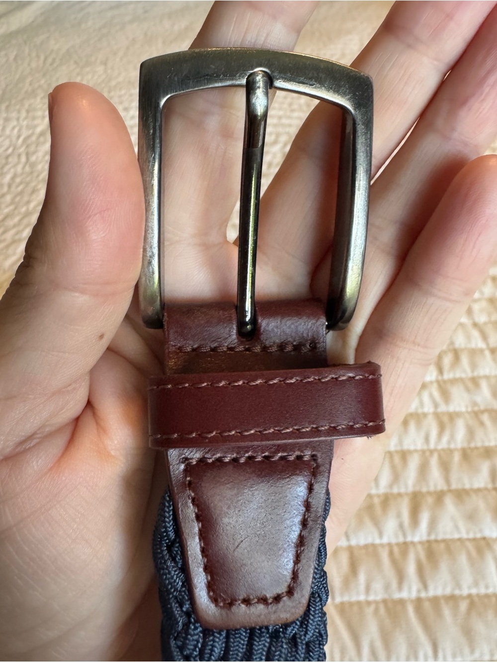 Johnston & Murphy J&M Blue Stretch Woven Belt Size 38 Braided Casual - Picture 4 of 4